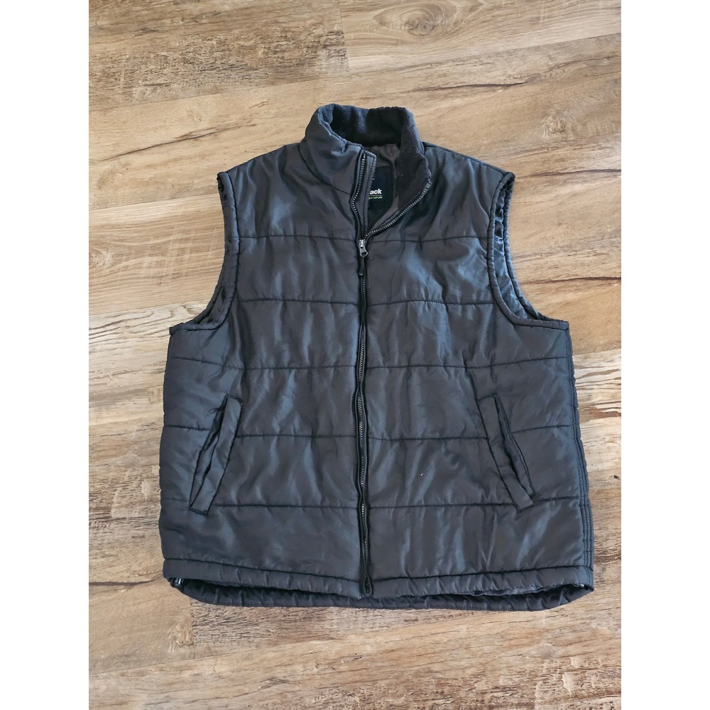 NordicTrack Mens Black Quilted Puffer Vest Full Zip Fleece Lined Collar XL